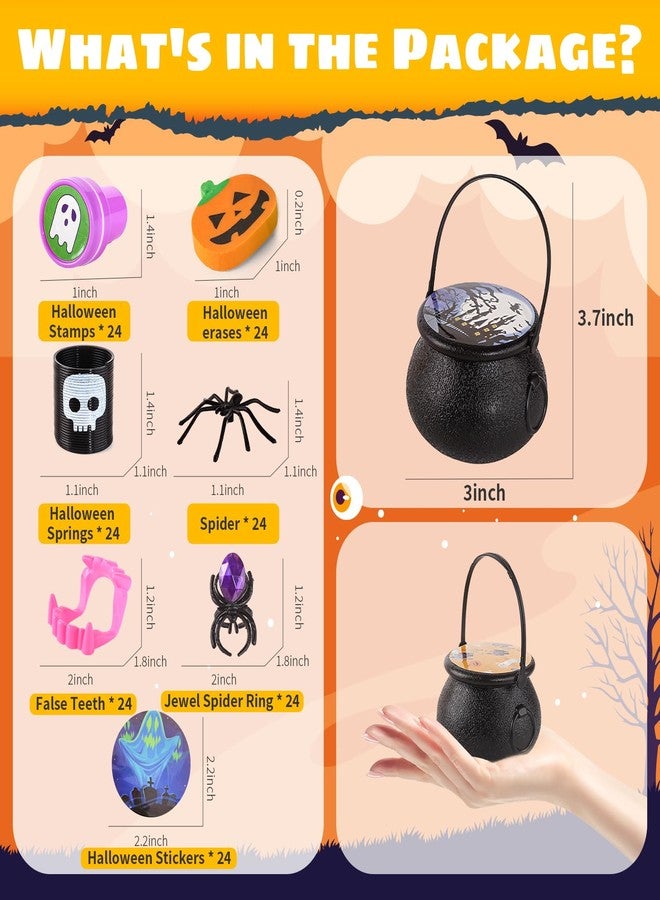 AuroTops Halloween Party Favor for Kids, 24 Pack Prefilled Small Plastic Witch Cauldron Halloween Miniatures Novelty Toy in Bulk, Halloween Trick or Treat Toys Prizes Rewards Gifts Miniatures for Kids - Image 2